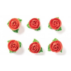 6 roses en sucre "rouge"