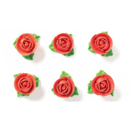 6 roses en sucre "rouge"