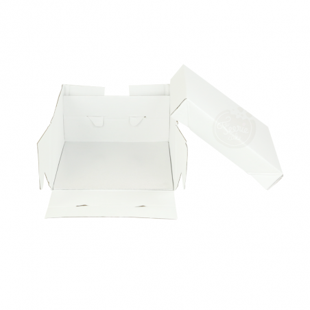 Boîte à gâteau blanche avec support carré 30x30x15cm