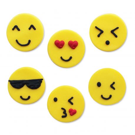 6 décors en sucre - "Emojis"