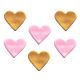 6 décors en sucre - "Coeurs roses et dorés"