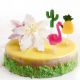 6 bougies d'anniversaires "Ananas, cactus et flamants roses"