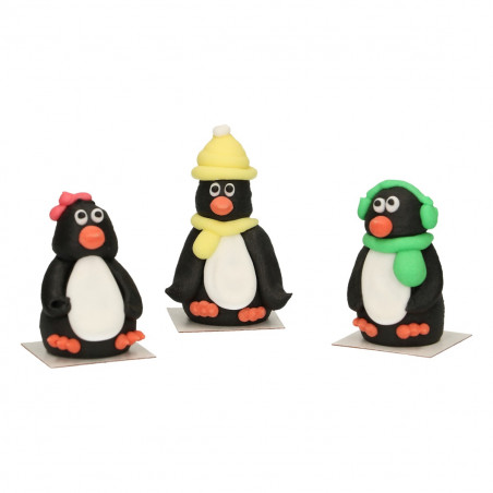 3 figurines en sucre "Pingouins"