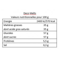 Deco Melt -  Valeurs nutritionnelles - Extra blanc