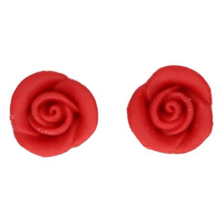 6 décors en pâte d'amande "Roses rouges"