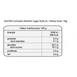Vermicelles en sucre XL - jaune métallisé valeurs nutritionnelles