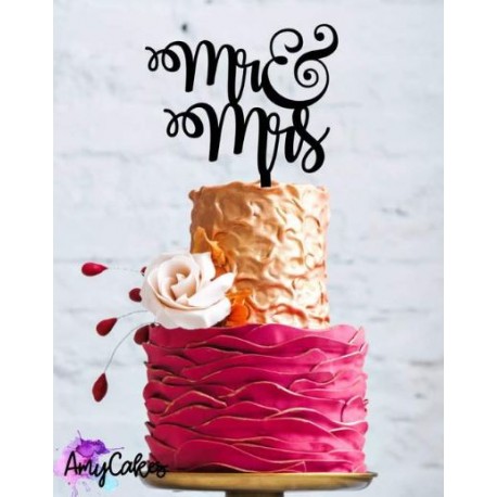 Topper pour gâteau "Mr & Mrs" - Noir