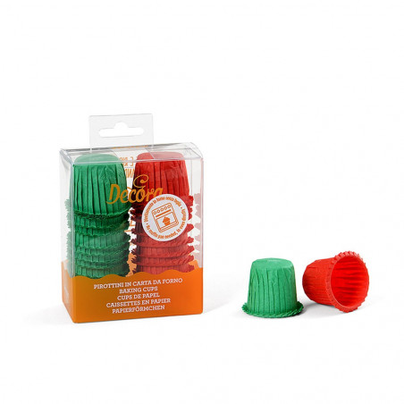 35 mini caissettes à cupcakes " Rouge et Vert"