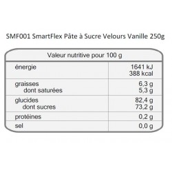 Pâte à sucre Smartflex 250 g - Velours Vanille - Valeurs nutritionnelles  