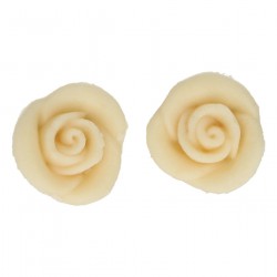 6 décors en pâte d'amande "Roses blanches"