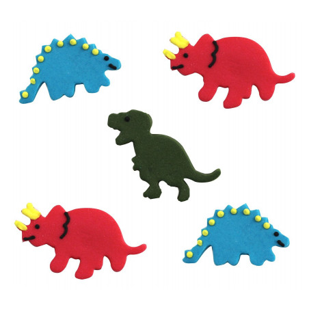 5 décors en sucre "Dinosaures"