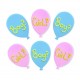 6 décors en sucre "Ballons bleus & roses - Baby Shower"