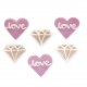 6 décors en sucre "Amour & Diamants"