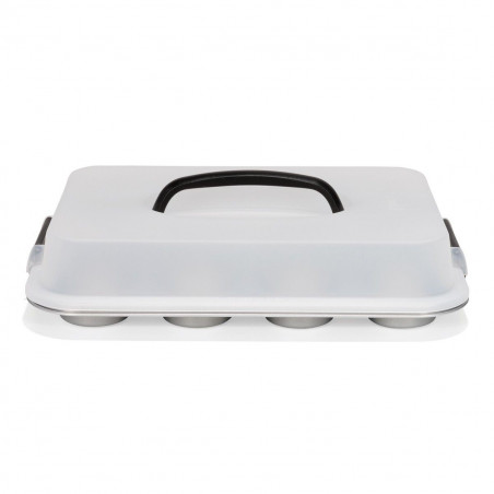 PATISSE SILVER-TOP MUFFIN PAN 12 CAVITY WITH CARRYING LID