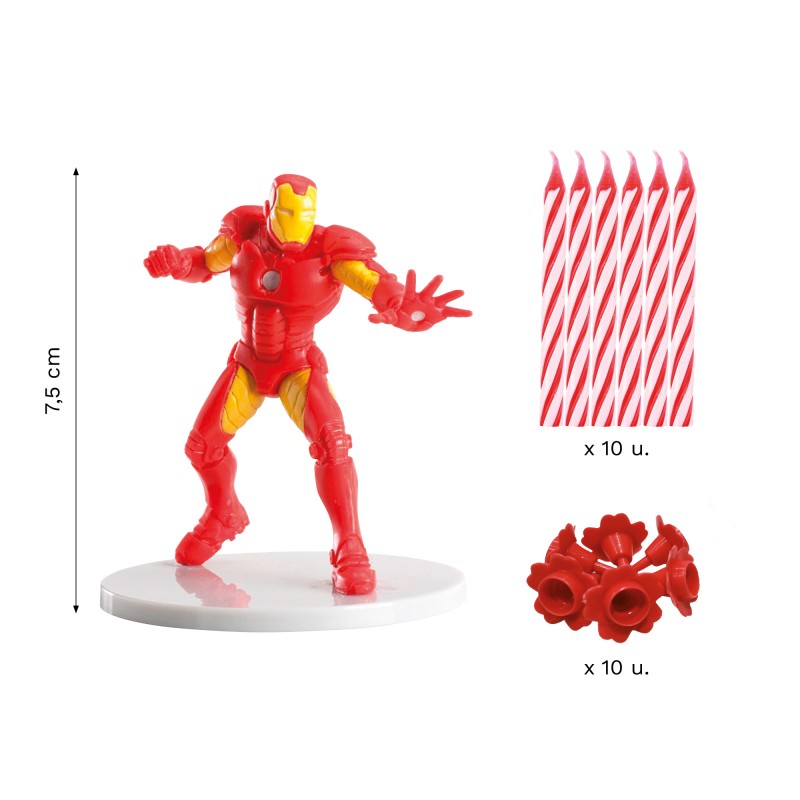 Kit De 10 Bougies D Anniversaire Et Une Figurine Iron Man