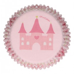 48 caissettes à cupcakes standard roses "Château de Princesse"