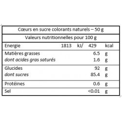 Cœurs en sucre colorants naturels - 50 g