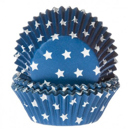 50 caissettes à cupcakes bleu et étoiles blanches - Féerie Cake