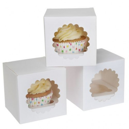 fêtes macaron cupcakes Stockage en carton blanc plus épais 3 biscuits Boîtes cadeaux pour mariages Cheeroyal 3/5pcs Boîtes à cupcakes à fenêtre 6 trous avec insert 