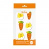 6 décors en sucre "carottes et poussins"