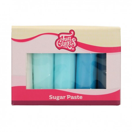 Pack de 5 pâtes à sucre - palette de bleu