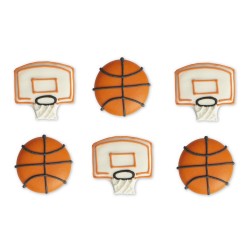 Décorations en sucre "Ballons et paniers de basketball"