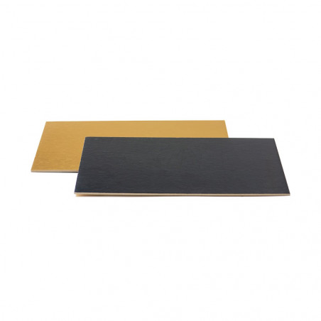 Cake board rectangulaire "Doré / Noir" - 20 x 30 x 0,3 cm