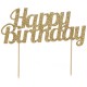 Topper pour gâteau "Happy Birthday" doré