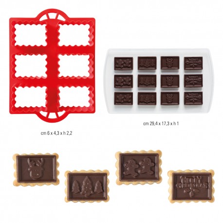 Kit pour biscuit en relief Chat + Stylo au chocolat vert d'eau