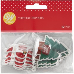 12 toppers pour cupcakes "Père Noël"