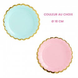 6 assiettes en carton de couleur - Différents choix"