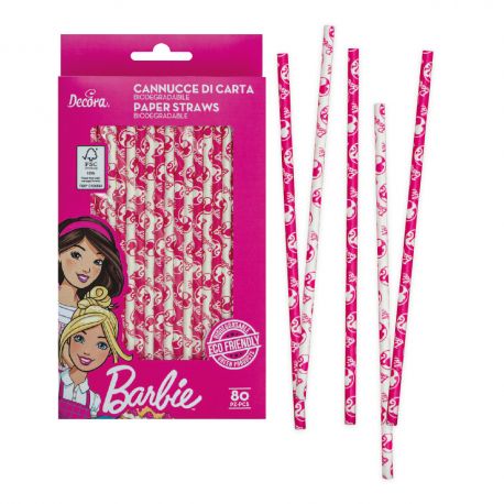 80 pailles en papiers biodégradable - Barbie