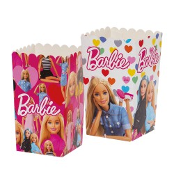 6 pots à pop corn et confiseries Barbie