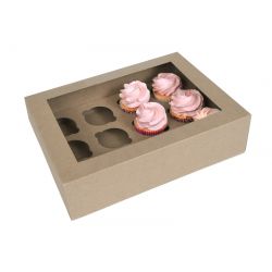 2 boîtes pour 12 cupcakes avec insert - Kraft