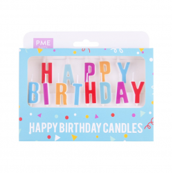 Bougies d’anniversaires multicolores “Happy Birthday”