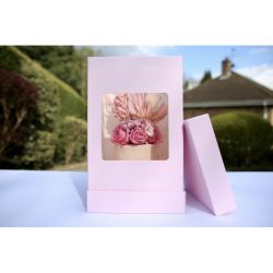 Boîte à gâteau haute rose clair avec fenêtre - Différentes tailles