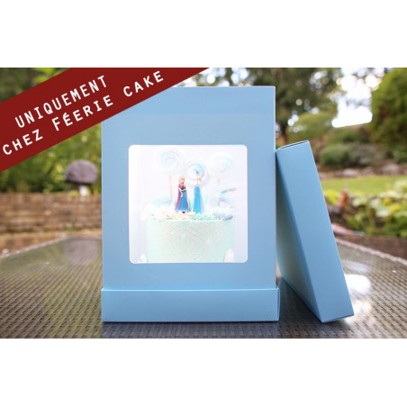 Boîte à gâteau haute bleue avec fenêtre - Différentes tailles