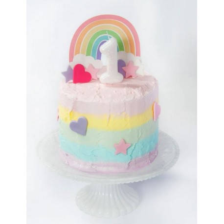 Topper pour décoration de gâteau anniversaire Arc-en-ciel