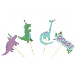 24 Caissettes à cupcakes et toppers "dinosaure"
