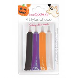 Assortiment de 4 stylos glaçage chocolat "Halloween"