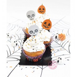 24 Caissettes à cupcakes et 24 toppers "Halloween"