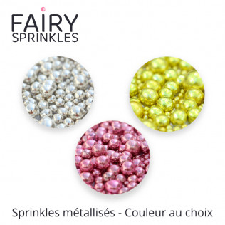 Assortiment décors sucrés Fairy Sprinkles - Metallica 100 g - Différentes couleurs