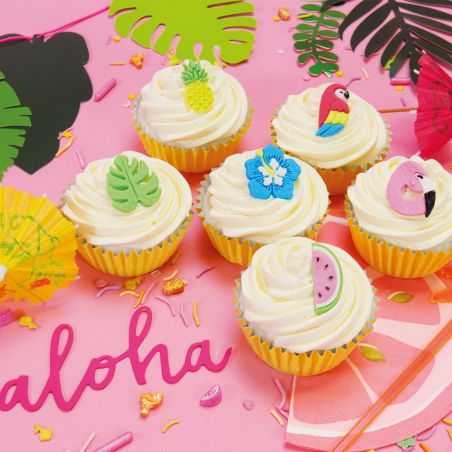6 décors en sucre pour décoration de cupcakes "Tropical" PME Cake