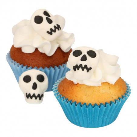 8 décors sucrés pour cupcakes "Tête de mort" Funcakes