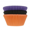 75 caissettes à cupcakes et muffins Halloween - Orange, violet et noir