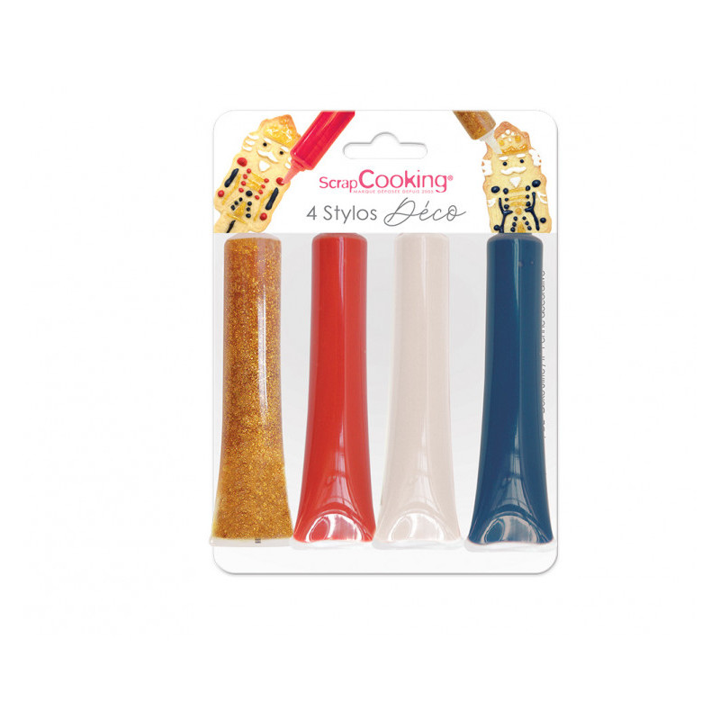 Assortiment de 4 stylos en gel - or, rouge, blanc et bleu