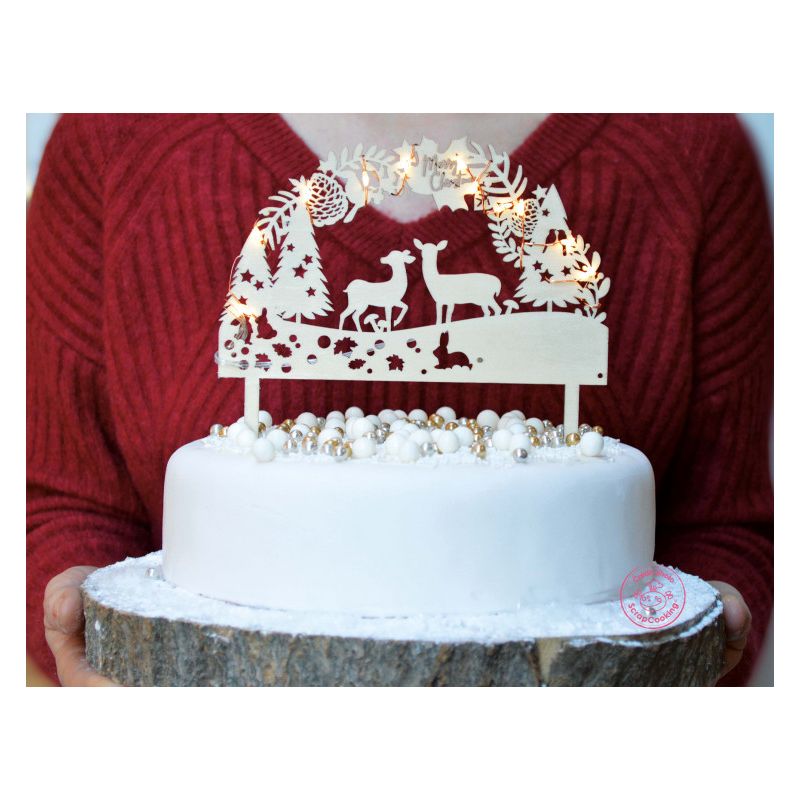Cake topper à led pour gâteau 15 x 17 cm - "Forêt enchantée" Scrapcooking