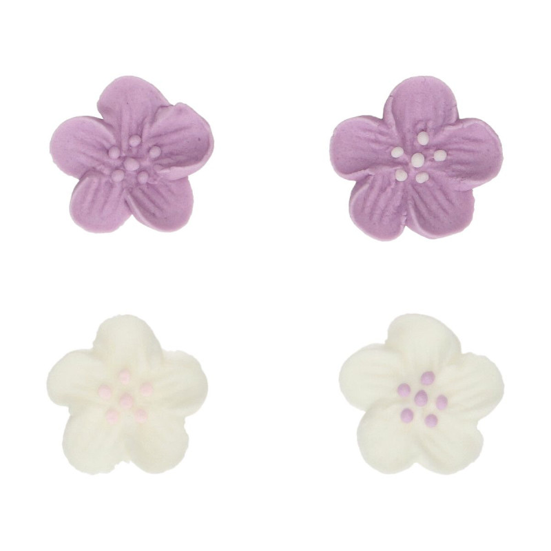 24 décors en sucre "mix fleurs violettes"