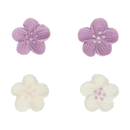24 décors en sucre "mix fleurs violettes"