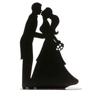 Cake Topper noir "Couple qui s'embrasse" - 135 x 190 x 150 mm